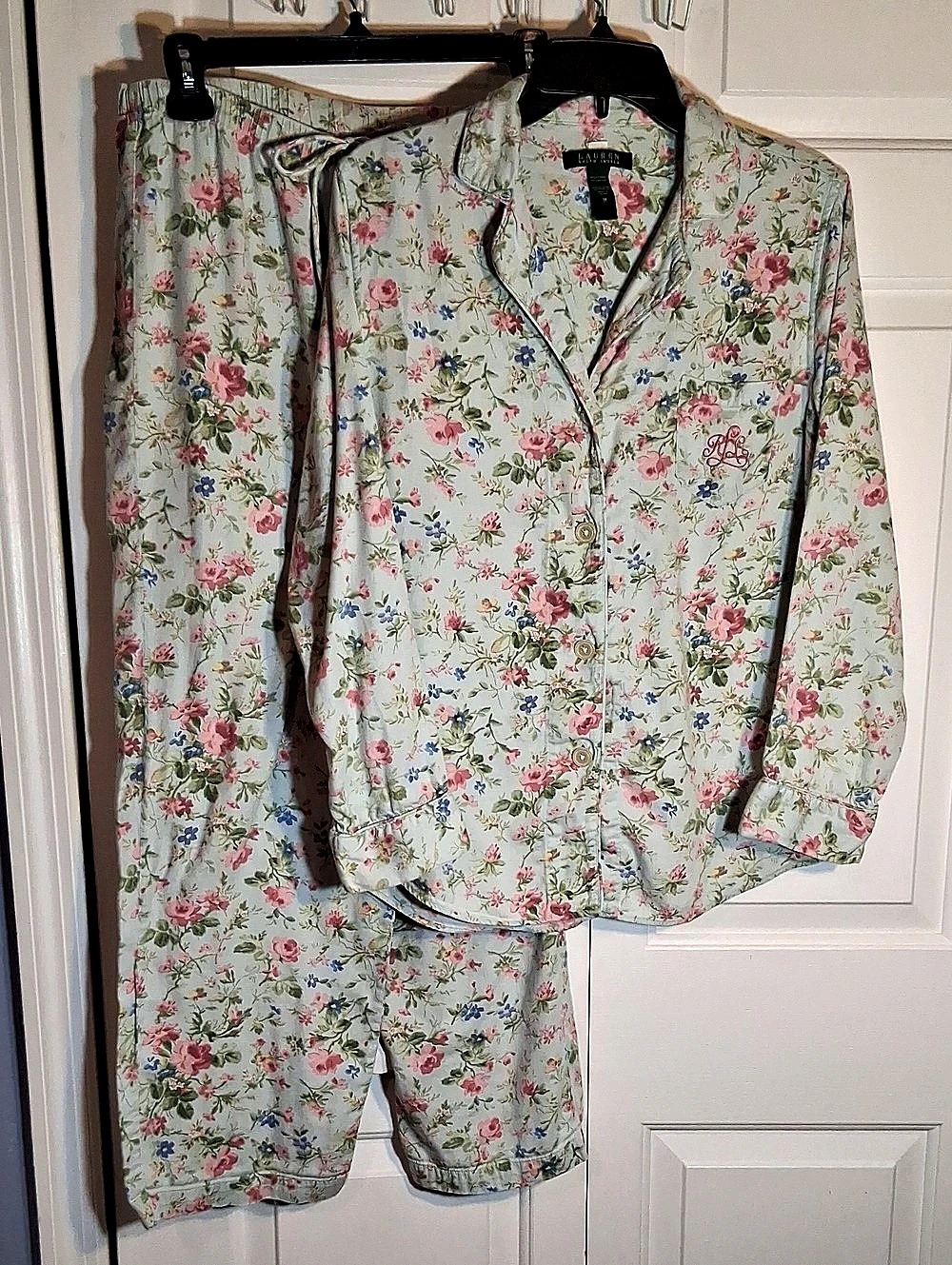 Lauren Ralph Lauren Long-Sleeve Notch-Collar Floral Pajama Set Floral Pajama Set